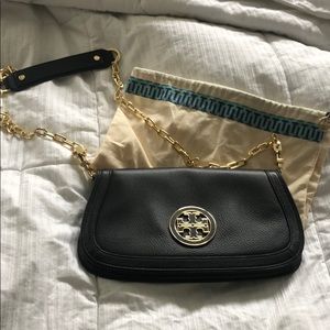 Tory Burch Black Leather Reva Crossbody